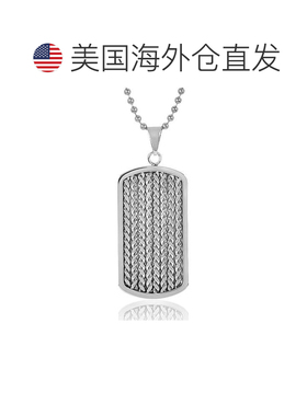自营Crucible Los Angeles 不锈钢电缆镶嵌狗牌吊坠 - 银 美国奥