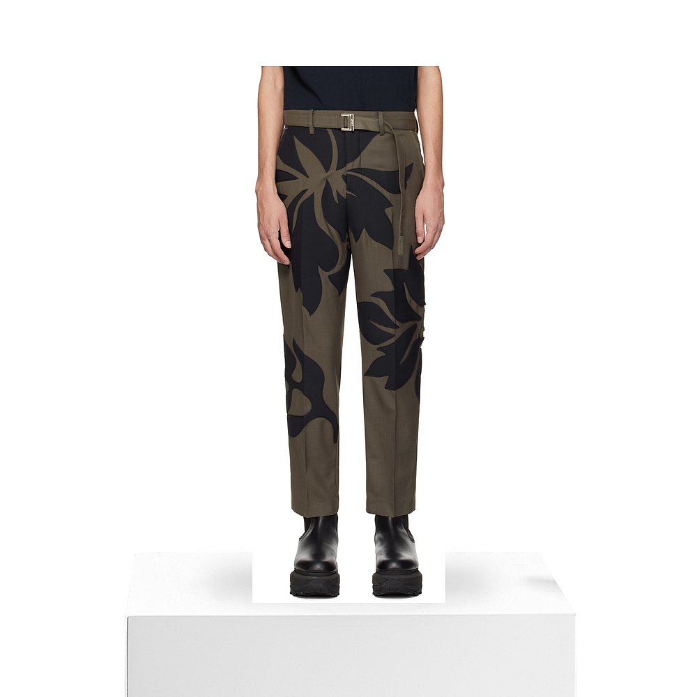 1h可退 香港直邮潮奢 Sacai 男士 灰褐色 & 海军蓝 Floral Appliq - 图3
