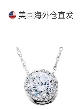 自营 pompeii31/2 克拉钻石光环吊坠 14K 白金实验室培育 - 14k