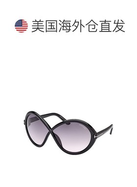 自营 Tom Ford几何全轮圈，闪亮的黑色框架和渐变烟镜。-黑色 美