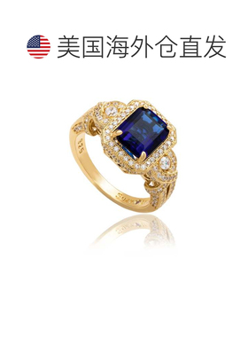 自营Suzy Levian Yellow Sterling Silver Emerald-Cut Blue and