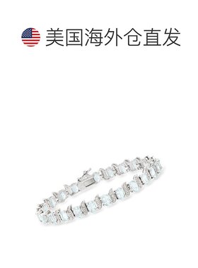 自营 925 纯银带钻石口音的 Ross-Simons 海蓝宝石网球手链 - 8