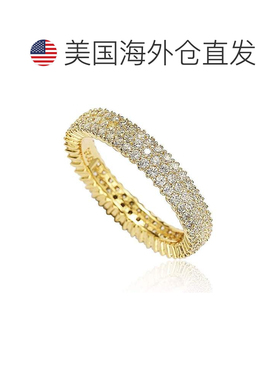 自营 Suzy Levian 金色纯银微密镶白色立方氧化锆永恒戒指 - 黄色