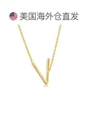 自营simona纯银侧面初始项链 - 镀金 - v 美国奥莱直发