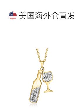 自营 Ross-Simons 钻石酒瓶项链 18 克拉金镀在纯银上 - 18 英寸