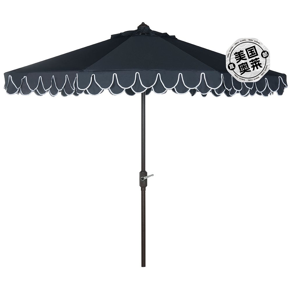 safaviehElegant Valance 9Ft Auto Tilt Umbrella - 海军蓝/白色 - 图0