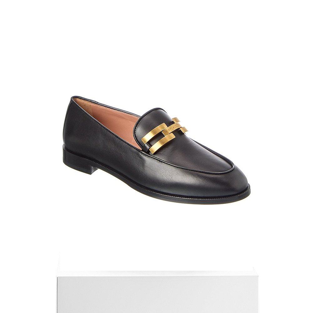 自营 Aquazzura Brandi 皮革乐福鞋 - 黑色 美国奥莱直发一脚蹬 - 图3