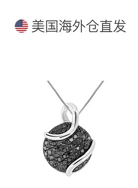 自营 vir jewels0.80 克拉黑色钻石圆形吊坠 .925 纯银配 18 英寸