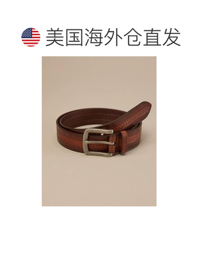自营Lucky Brand皮革雪佛龙腰带-绿色 美国奥莱直发