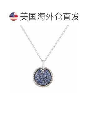 自营Suzy Levian 蓝色蓝宝石黑铑纯银密镶圆盘吊坠 - 蓝色 美国奥