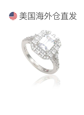 自营Suzy Levian Sterling Silver Emerald Cut White Cubic Zirc