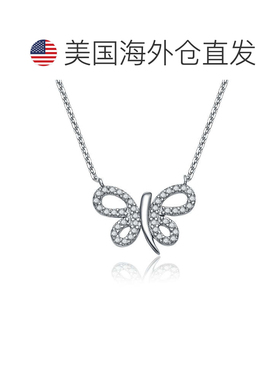 自营geneviveGv C.z.纯银微密钉蝴蝶形吊坠 - 银白色 美国奥莱直