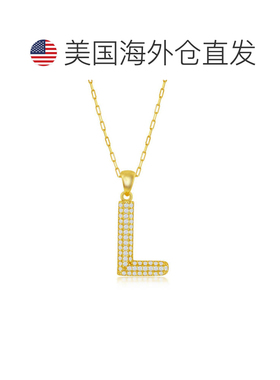 自营simona纯银 Micro Pave CZ \'J\' 块首字母带回形针链 - 镀金