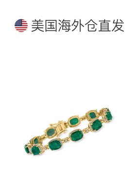 Ross-Simons Emerald and . Diamond Bracelet in 18kt Gold Over