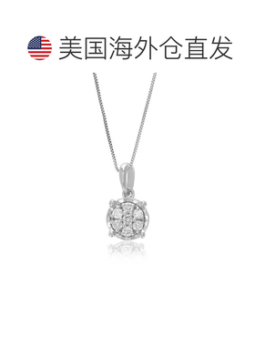 自营vir jewels1/10 克拉实验室培育钻石圆形吊坠项链 .925 纯银
