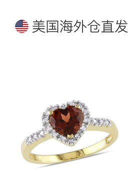 自营 mimi & max10k 金 1/10 克拉 TW 钻石光环心形石榴石戒指 -