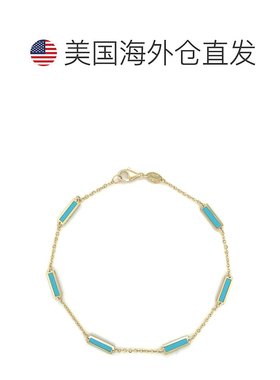 自营 sabrina14K 金 Station Bar 孔雀石手链 7 英寸 - 黄金 美国