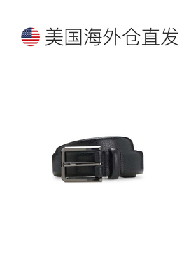 自营boss粒面皮革腰带搭配青铜色带扣-黑色 美国奥莱直发