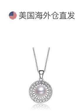 自营 geneviveC.Z.纯银镀铑圆形珍珠吊坠 - 白色 美国奥莱直发