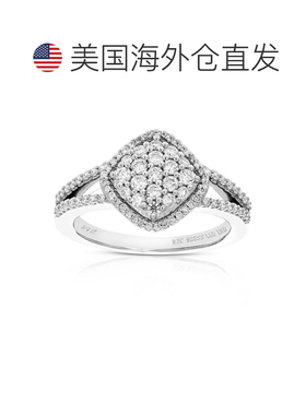 自营 vir jewels2/3 克拉圆形切割实验室培育钻石订婚戒指 .925