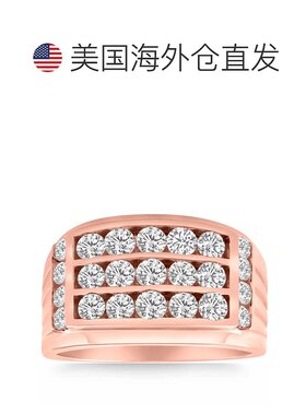 自营 pompeii32 克拉男士钻石戒指，14k 金实验室培育多排槽镶 -