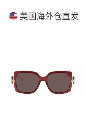 自营Salvatore Ferragamo Burgundy Square Ladies Sunglasses SF