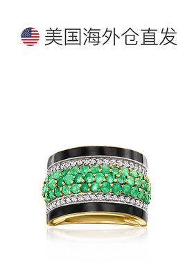 自营 Ross-Simons Emerald and . White Zircon Ring With Black