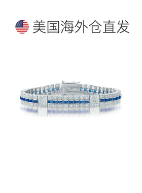 自营GENEVIVE 纯银蓝宝石立方氧化锆条纹手链 - 蓝色 美国奥莱直