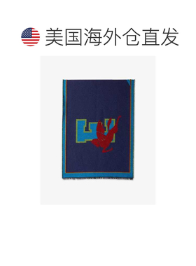 自营Etro Rectangle College Letter Wool Scarf with Logo - nav