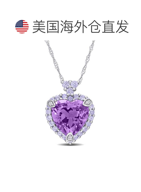 自营10k 白金 Mimi & Max 光环钻石和 3 4/5 克拉 TGW 心形坦桑石