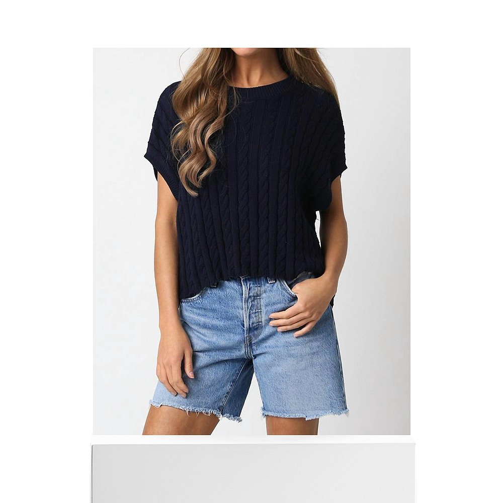 自营olivaceousAlina Knit Top In Dark Navy - dark navy 美国奥 - 图3