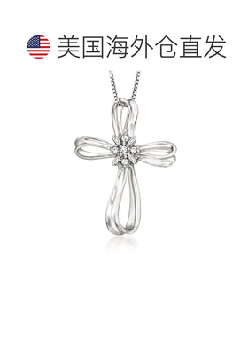自营Ross-Simons 925 纯银钻石丝带十字架吊坠项链 - 20 英寸 美