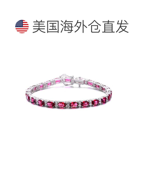 自营GENEVIVE 纯银红宝石立方氧化锆网球手链 红色 美国奥莱直发