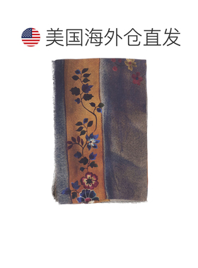 自营faliero sarti长方形羊绒围巾，饰有花卉图案和流苏边缘-灰色