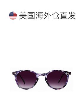 自营 Suzy Levian 女士紫色玳瑁圆形镜片银色口音太阳镜 - 紫色