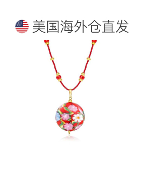 自营ross-simonsRoss Simons意大利红色Murano玻璃花盘吊坠项链，