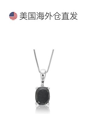 自营 vir jewels3 克拉椭圆形黑色钻石吊坠项链纯银带链 - 银 美