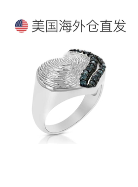 自营 vir jewels 1/3 cttw 蓝色钻石心形戒指 .925 纯银配铑 - 银