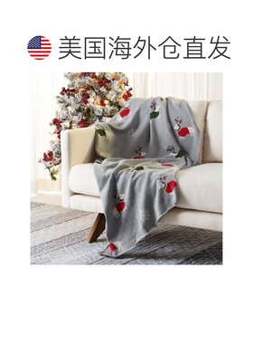 自营safavieh雪橇铃枕头？或投掷-灰色/红色 美国奥莱直发