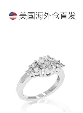 自营 vir jewels1 克拉 3 石钻石簇复合订婚戒指 14K 白金 - 白色