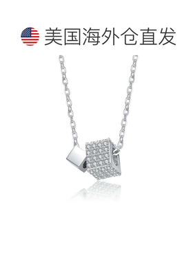 自营geneviveSterling Silver White Gold Plated with Clear Cub