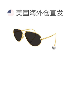 自营bottega veneta金色Bv1437s银色Tips金属飞行员太阳镜-黑色