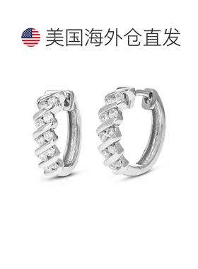 自营vir jewels1/2 克拉圆形切割实验室培育钻石圈形耳环，采用