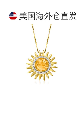 自营ross-simons 黄水晶和18克拉金钻石太阳吊坠项链 美国奥莱直