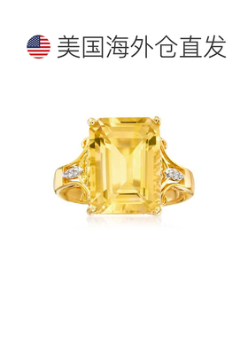 自营Ross-Simons黄水晶戒指18克拉金配白色托帕石点缀时尚 黄色
