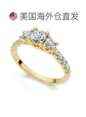 自营pompeii33/4ct Elira Three Stone Diamond Ring 10K Gold La