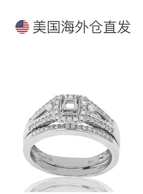 自营vir jewels1/3 克拉钻石半镶嵌新娘镶嵌中心公主银 - 银 美国