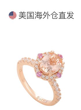 自营 Suzy Levian 纯银粉色摩根石方晶锆石榄尖形戒指 - 粉色 美