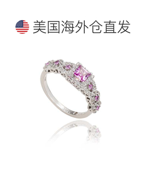 自营Suzy Levian Sterling Silver Assher Cut Sapphire and Diam