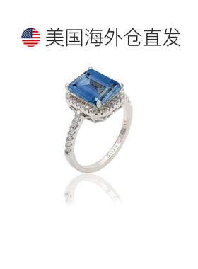 自营Suzy Levian Golden Sterling Silver Large Emerald-Cut Gre
